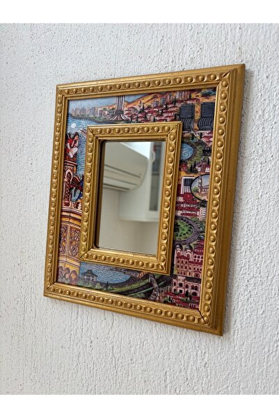 NA Art Craft Minyatür Detaylı, El Boyaması, Gold Duvar Aynası