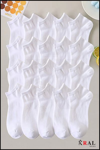 KRAL SOCKS Дамски - Мъжки (20 ЧИФТА) Евтини Чорапи с Едноцветен Модел до Глезена