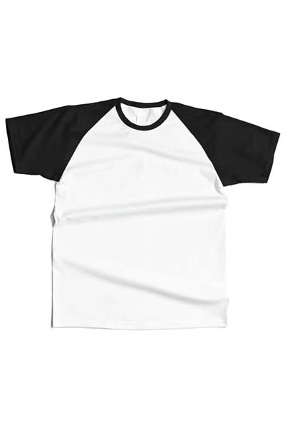 LA GULER Μαύρο μανίκι Raglan Λευκό Unisex Σχέδιο Oversize T-Shirt
