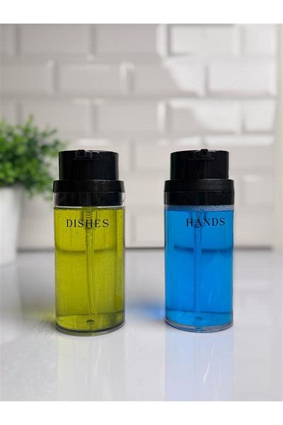 Okyanus Home Μαύρος Deluxe Στρογγυλός Διανομέας Διαφανούς Υγρού Σαπουνιού 2 τεμαχίων