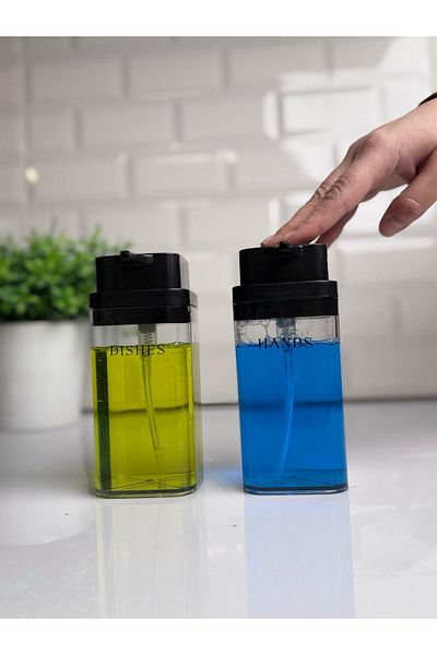 Okyanus Home Μαύρος Deluxe Τετράγωνος Διανομέας Διαφανούς Υγρού Σαπουνιού 2 τεμαχίων
