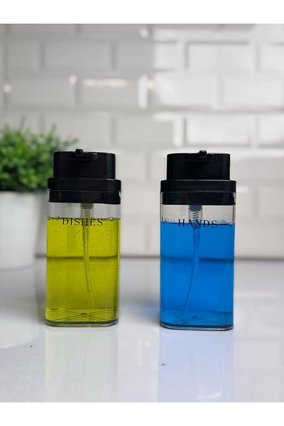 Okyanus Home Μαύρος Deluxe Τετράγωνος Διανομέας Διαφανούς Υγρού Σαπουνιού 2 τεμαχίων