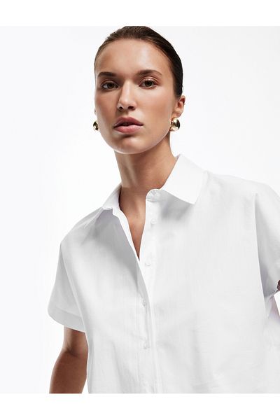 Koton Cotton Classic Collar Sleeveless Poplin Shirt