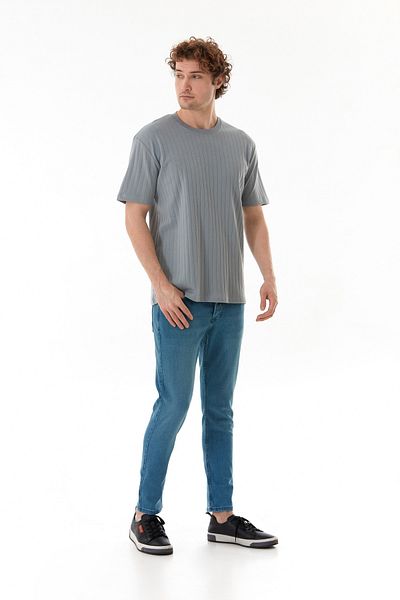 Fulla Moda Μπλουζάκι με ριγέ λαιμόκοψη