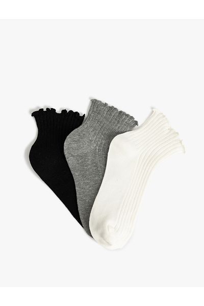 Koton Set of 3 Booties Socks with Multicolored Ruffle Detail