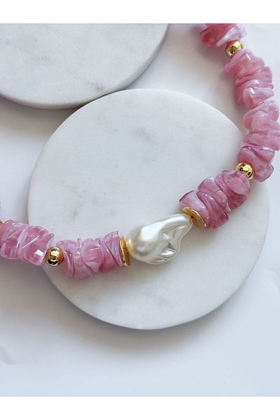 CHARMLUCKY Baroque Pearl Acrylic Necklace