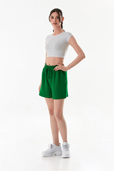 Fulla Moda Basic Ayrobin Kumaş Beli Bağcıklı Şort