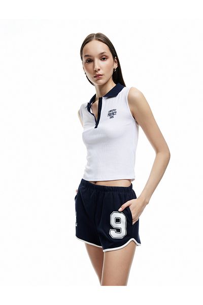 Koton Slim Fit College Printed Mini Shorts with Piping