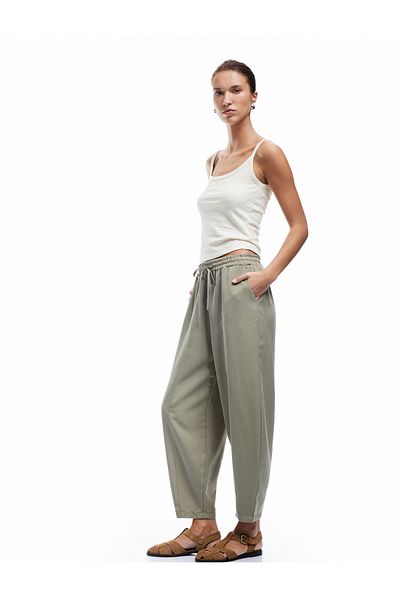 Koton Modal Fabric Elastic Waist Tie Pocket Balloon Fit Pants