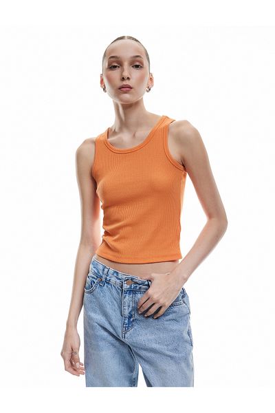 Koton Slim Fit Crew Neck Camisole Viscose Blended Basic Sleeveless Undershirt