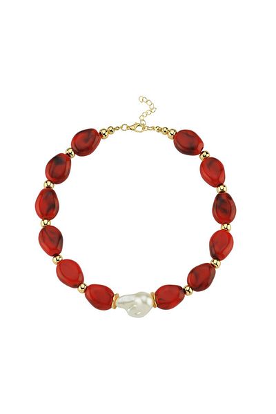 CHARMLUCKY Baroque Pearl Almond Acrylic Necklace