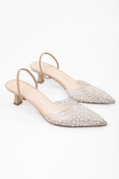 Shoeberry Women's Glim Skin Pearl Transparent Stiletto