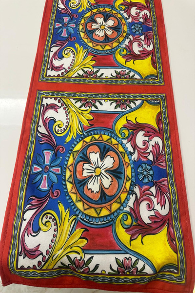 aymira home 40x140cm Dokuma Leke Tutmaz Baskılı Tay Tüyü Kumaş Masa Örtüsü Dekoratif Runner Yıkanabilir