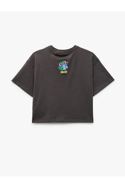Koton Cotton Crew Neck Short Sleeve Licensed Glitter Stitch Printed T-Shirt