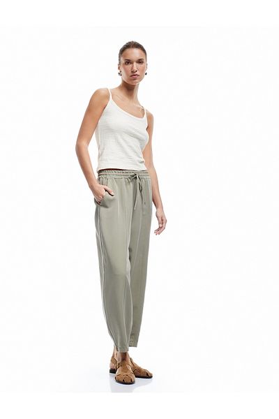 Koton Modal Fabric Elastic Waist Tie Pocket Balloon Fit Pants