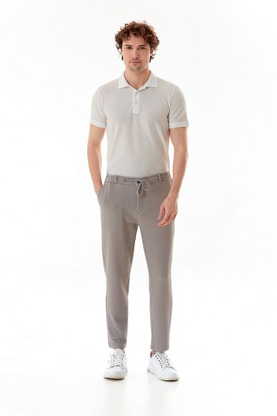 Fulla Moda Παντελόνι Jogger από ύφασμα βάφλα με δεμένη μέση