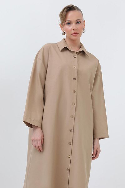 Loreen Women's Long Shirt Dress - 20656Gml - Dark Beige