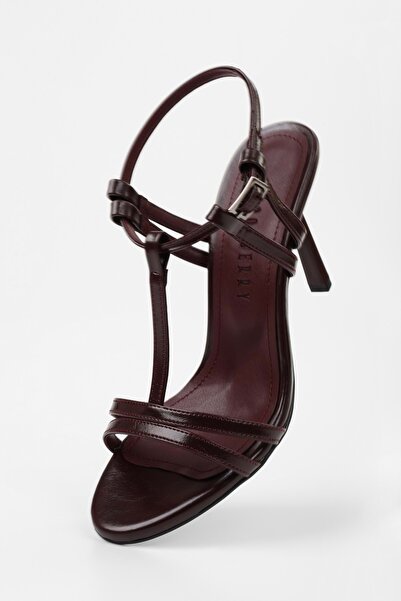 Shoeberry Women's Pace Burgundy Skin Heeled Shoes