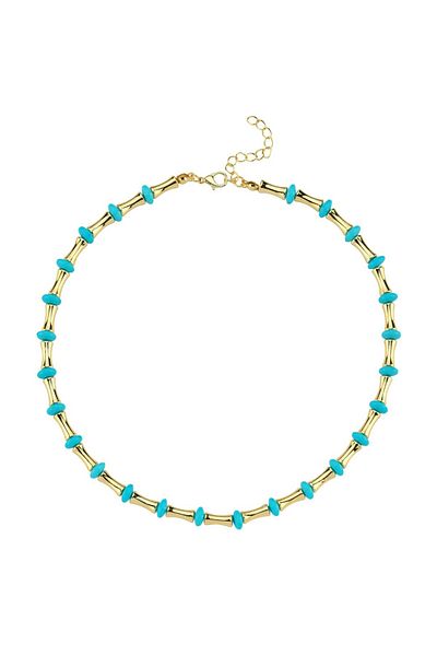 CHARMLUCKY Blue Bead Bone Necklace