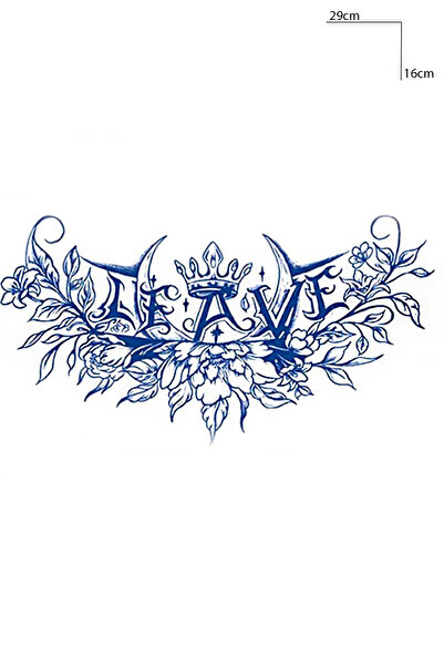 TAKIŞTIR Kral Taç Figürlü Leave Yazılı 12 Saat Sonra Kararan Geçici Dövme Tattoo