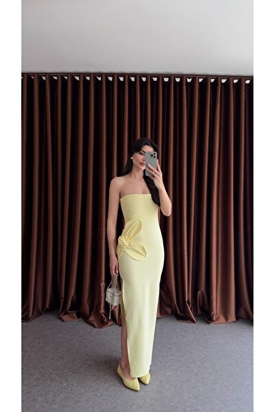 HAZELANNA Çiçekli Sarı Elbise