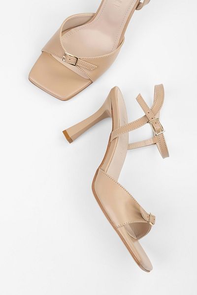 Shoeberry Women's Lucien Skin Belt Buckle Heeled Shoes