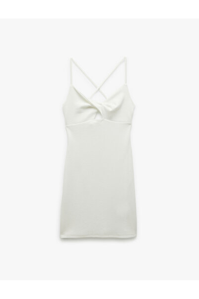 Koton Çapraz İp Askılı Sırt Detaylı Dar Kesim Mini Bbodycon Elbise