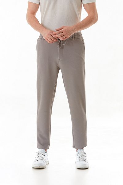 Fulla Moda Παντελόνι Jogger από ύφασμα βάφλα με δεμένη μέση