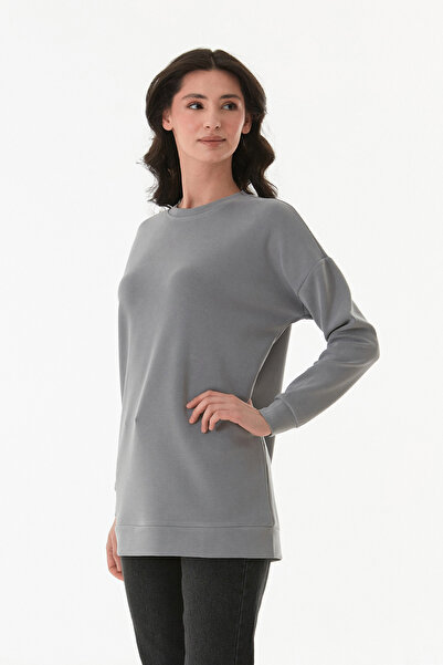 Fulla Moda Basic Bisiklet Yaka Modal Tunik