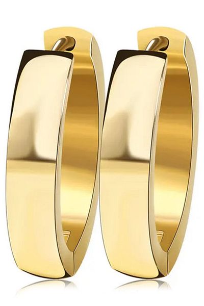Takı Dükkanı Men's and Unisex Piece of 2 Pcs Glossy Thin Hoop Steel Earrings