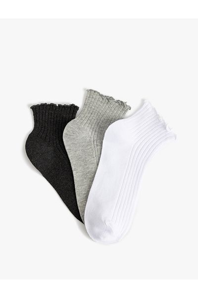 Koton Set of 3 Booties Socks with Multicolored Ruffle Detail