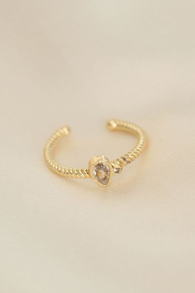 MCM GROUP Adjustable Gold Color Zircon Stone Drop Detail Ring