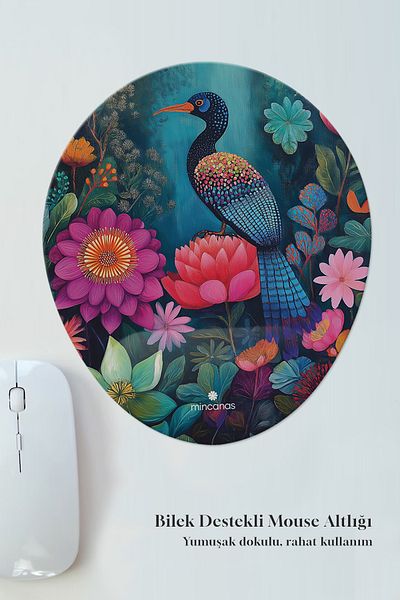 Mincanas Colorful Drawing Oval Mouse Pad with Wrist Support Mouse Pad