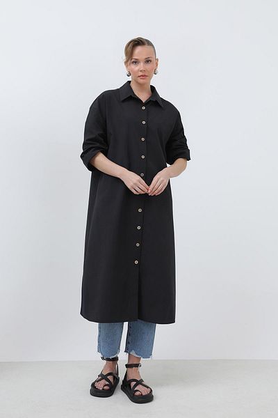 Loreen Women's Long Shirt Dress - 20656Gml - Black