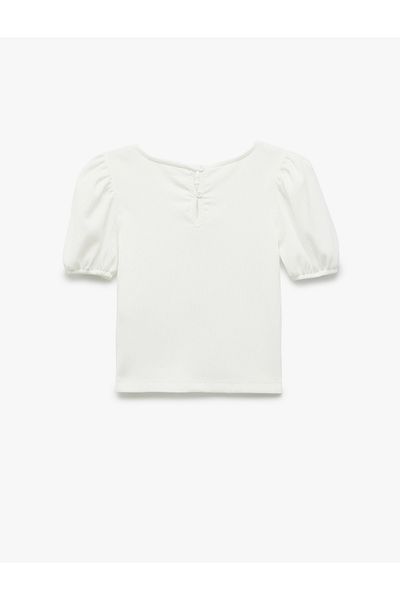 Koton Short Sleeve Crew Neck Blouse with Bow Detail