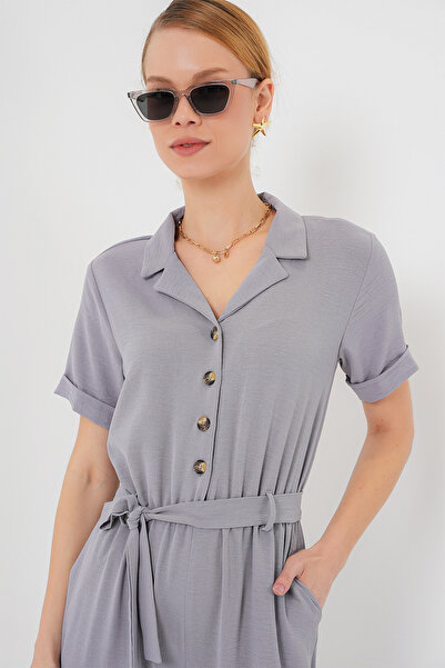 Bigdart Women's Short Sleeve Ayrobin Jumpsuit 7030 - Gray