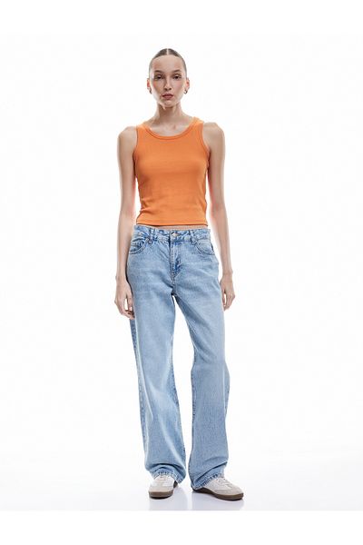 Koton Slim Fit Crew Neck Camisole Viscose Blended Basic Sleeveless Undershirt