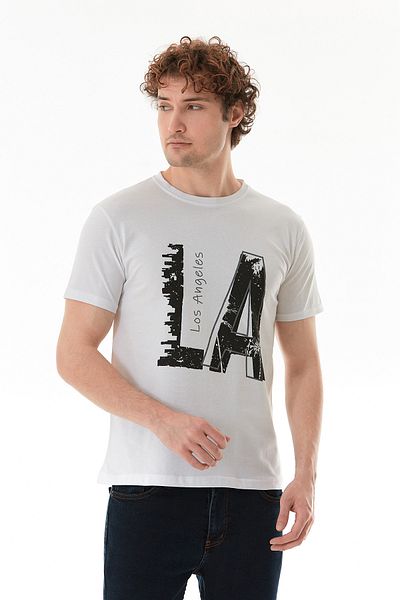 Fulla Moda Μπλουζάκι με στάμπα του Λος Άντζελες με λαιμόκοψη