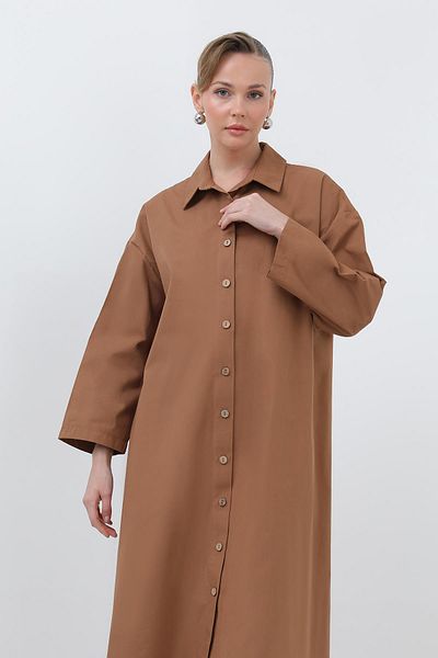 Loreen Women's Long Shirt Dress, Dark Brown - 20656Gml