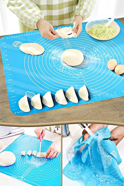 Tilbe Home Silicone Dough Rolling Mat Measured Countertop Dough Kneading Mat Colorful Kitchen Pastry Baking Mat