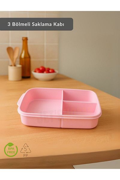 Jet's Home 3 Compartment Storage Container Bpa Free Nutrition Container Air Free Container Pink 1500 ml