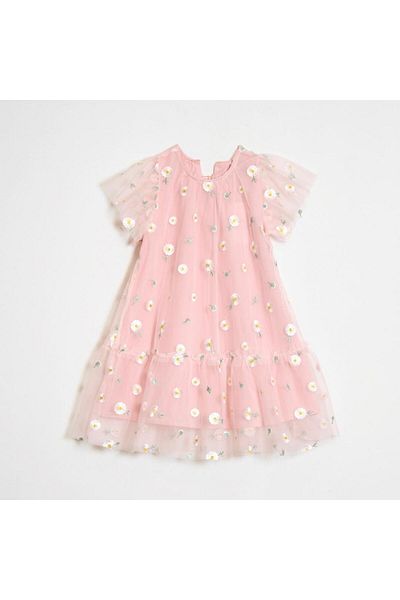 OZZY KİDS Girl's Daisy Patterned Tulle Dress