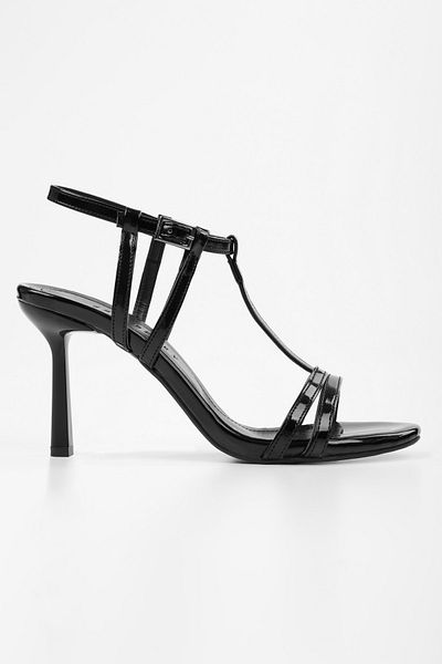 Shoeberry Women's Pace Black Patent Leather Heeled Shoes