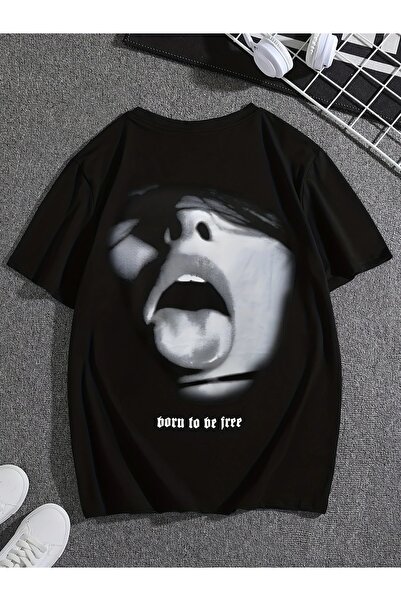 LAND MODA Tricou cu imprimeu grafic Saliva Tongue pentru bărbați, tricou casu...