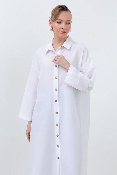 Loreen Women's Long Shirt Dress - 20656Gml - Ecru