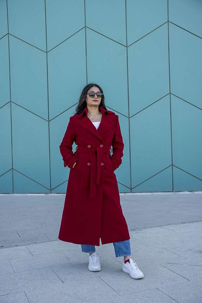 Belle Vie Epaulet Detailed Cashmere Coat with Slit on the Back / Special Production - Single Production