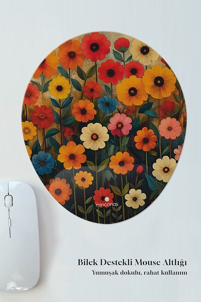 Mincanas Colorful Drawing Oval Mouse Pad with Wrist Support Mouse Pad