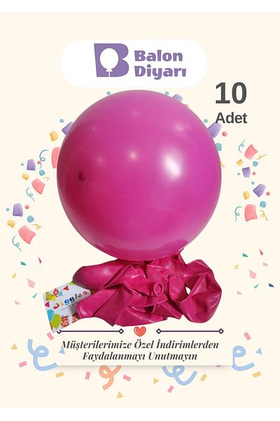 BALON DİYARI Fuchsia Color Balloon 10 Pieces - Premium Latex