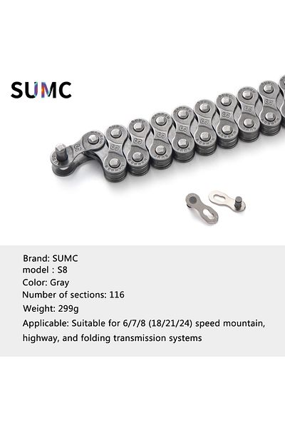 Choice SUMC 8S grey SUMC Bicycle Chain 8/9/10/11/12 Speed for MTB Road Folding Bike Gray Silvery Chains