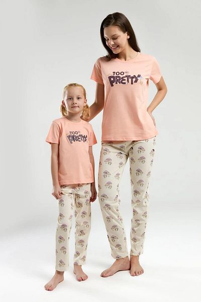 ROLY POLY 3585-g Mushroom Patterned Half Sleeve Pajamas Suit'Mother Daughter Can Be Combined'